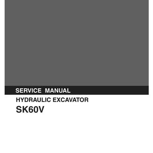 May include: A grey Kobelco service manual for a hydraulic excavator model SK60V. The cover features the brand name at the top, followed by the text SERVICE MANUAL, HYDRAULIC EXCAVATOR, SK60V, and the applicable serial number LE-17701- and code S5LE0006E 09/03.
