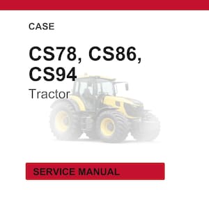 Puede incluir: Un tractor amarillo y negro con neum&aacute;ticos grandes aparece en esta imagen. El texto de la imagen dice "CS78, CS86, CS94 Tractor" y "SERVICE MANUAL". El tractor est&aacute; sobre un fondo blanco.