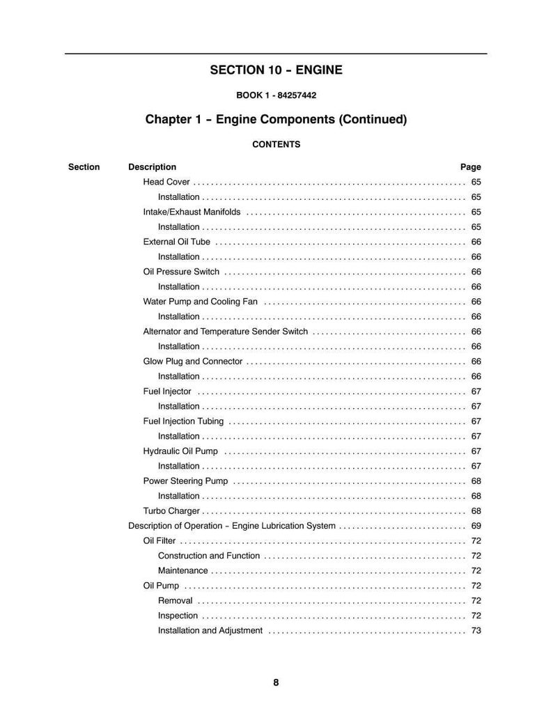 Pode incluir: Uma p&aacute;gina de manual intitulada "SE&Ccedil;&Atilde;O 10 - MOTOR" com o texto "Cap&iacute;tulo 1 - Componentes do Motor (Continua&ccedil;&atilde;o)". O conte&uacute;do lista componentes do motor como "Tampa da Cabe&ccedil;a" e "Injetor de Combust&iacute;vel" com n&uacute;meros de p&aacute;gina.
