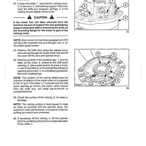 May include: A technical manual page titled SECTION 29 - HYDROSTATIC TRANSMISSION - CHAPTER 3, featuring two black and white line drawings of mechanical components with numbered labels 1 through 6, alongside detailed maintenance instructions.