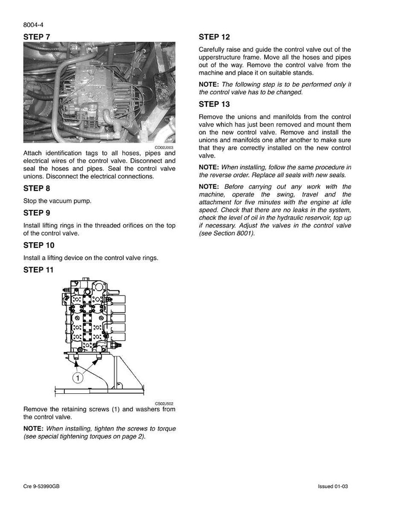 May include: Diagram of a control valve with step-by-step instructions for maintenance and repair. Includes images of the valve and its components, along with detailed text instructions for each step. The document is labeled with the number 8004-4.