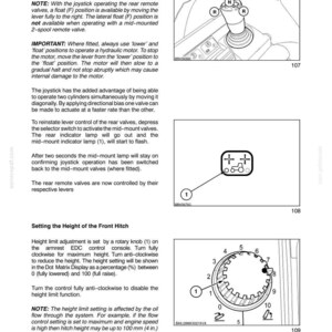 K&ouml;nnte beinhalten: Eine Seite aus einem technischen Handbuch mit dem Titel SECTION 3 - FIELD OPERATION, die Diagramme eines Joysticks mit Richtungsbeschriftungen F, L, R, N, einen Wahlschalter mit der Nummer 1 und einen Drehknopf von 0 bis 10 zeigt.