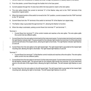May include: A technical document page titled Section 55 - Electrical System - Chapter 6, detailing the Hazard Flasher Circuit for Pin # HK34733 and above. The text outlines the flow of current through terminals, fuses, and switches for indicators.