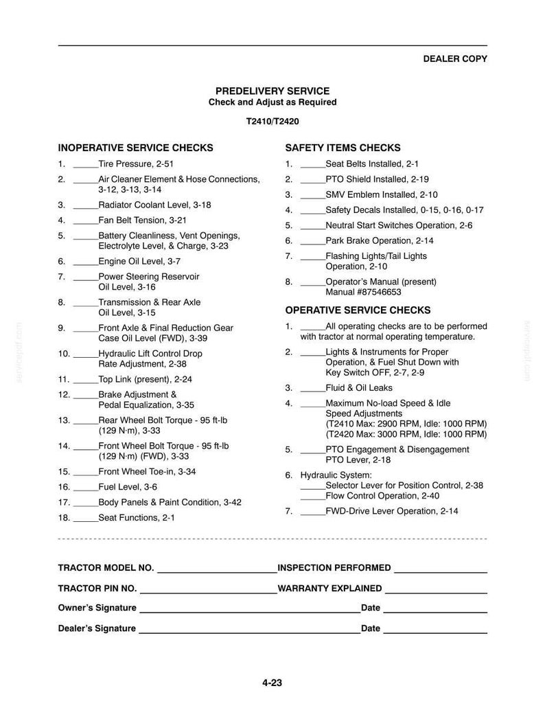 New Holland T2410, T2420 With Cab Tractor Operator Owners Operation Manual | Instant PDF Download image 11