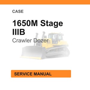 May include: A white background with an orange header and a blurred image of a yellow crawler dozer. The text reads "CASE 1650M Stage IIIB Crawler Dozer" and "SERVICE MANUAL" in an orange box.