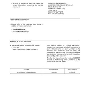 Peut inclure: Manuel de service blanc et noir pour excavatrices sur chenilles. Il contient des informations techniques pour la maintenance et les r&eacute;parations. Le num&eacute;ro d'impression est 47426609A.