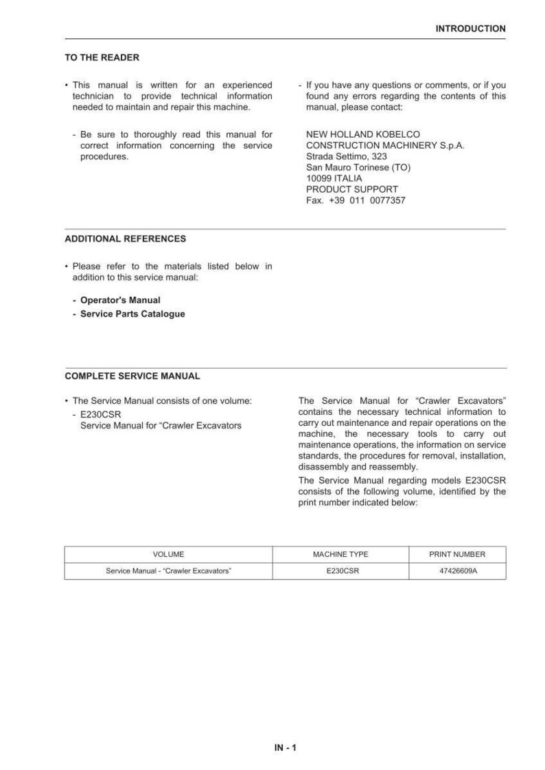 Peut inclure: Manuel de service blanc et noir pour excavatrices sur chenilles. Il contient des informations techniques pour la maintenance et les r&eacute;parations. Le num&eacute;ro d'impression est 47426609A.