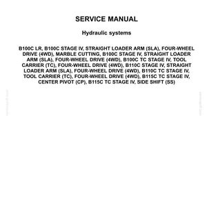 May include: A service manual for New Holland Construction equipment. The cover features the New Holland logo above the text "CONSTRUCTION." The manual's title, "SERVICE MANUAL," is followed by "Hydraulic systems." The document lists various models and systems.