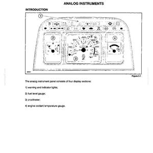 May include: A technical diagram of an analog instrument panel labeled Section 3 Electrical System. It features four display sections: a row of warning and indicator lights, a fuel level gauge, a central proofmeter with numerical scales, and an engine coolant temperature gauge.