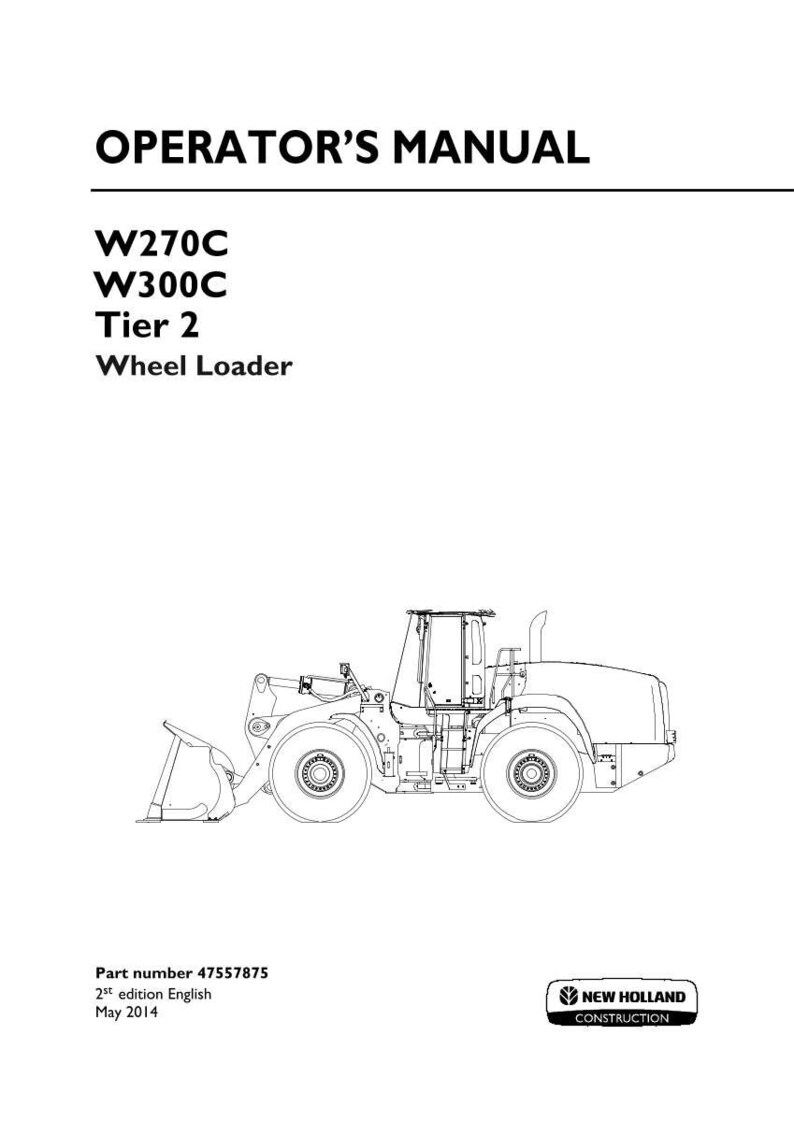 May include: An operator's manual for the New Holland Construction W270C and W300C Tier 2 wheel loader. The cover features black text on a white background, including the part number 47557875, 2nd edition English, May 2014, and a line drawing of the loader.