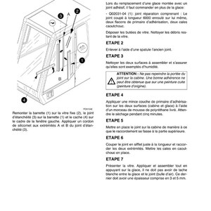 K&ouml;nnte beinhalten: Eine Diagramm-Illustration zum Austausch einer Fahrzeugscheibe. Das Bild zeigt einen Querschnitt eines Fensterrahmens mit nummerierten Komponenten und Textanweisungen auf Franz&ouml;sisch.