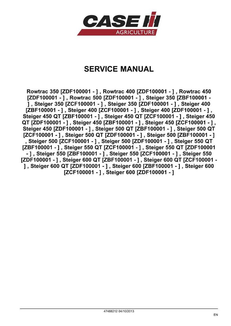 May include: A service manual with the "CASE IH AGRICULTURE" logo at the top. The manual lists various Rowtrac and Steiger models, including their corresponding codes. The document is dated 04/10/2013.