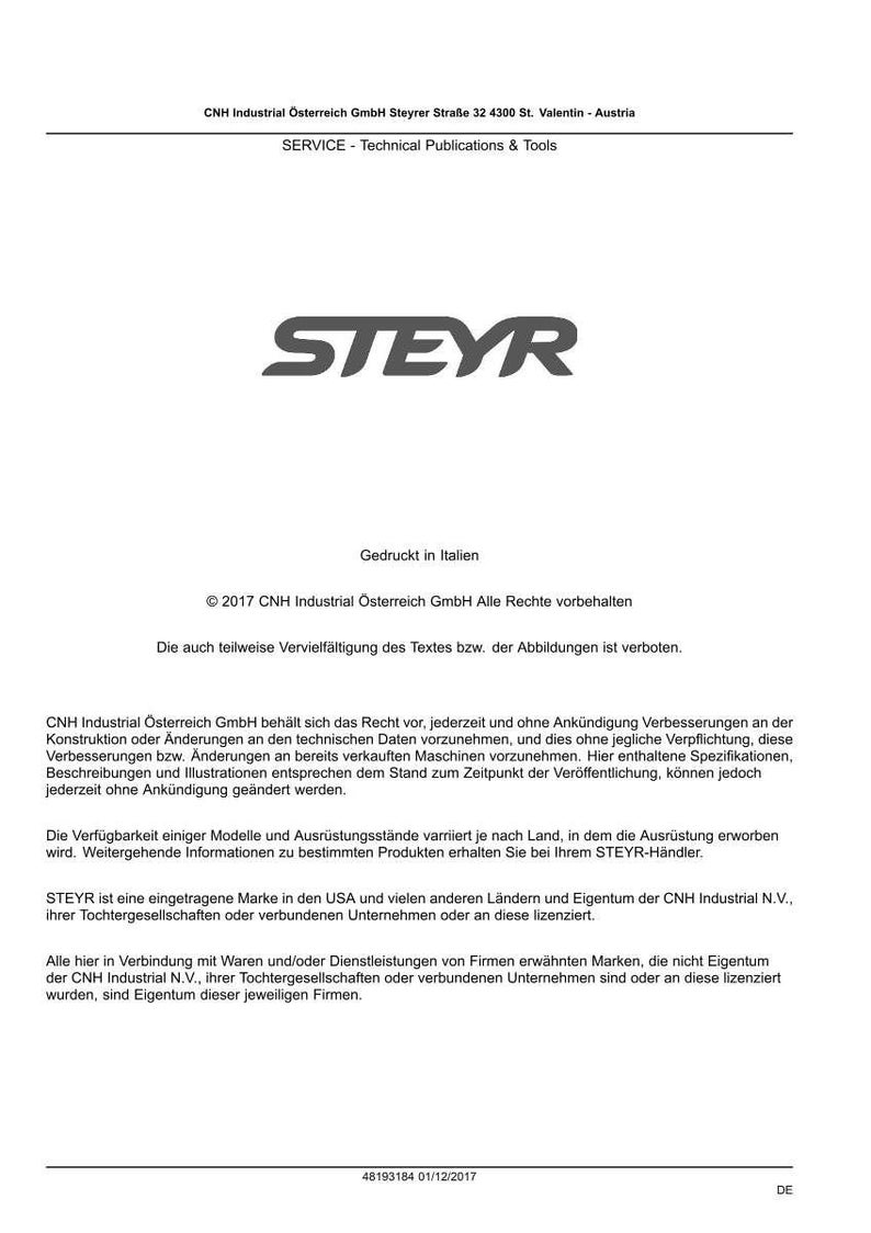 Steyr 6270 Terrus CVT, 6300 Terrus CVT Stage Iv Traktor Wartungshandbuch Reparatur Werkstatthandbuch | PDF-Download image 8