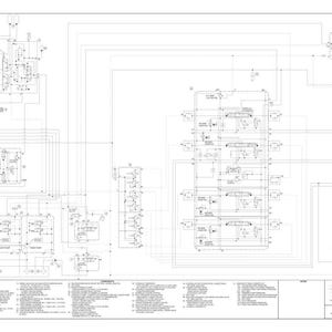 May include: A detailed engineering schematic diagram with numerous interconnected components, lines, and symbols. The diagram is in black and white, with text labels and a legend at the bottom. It appears to be a technical drawing.