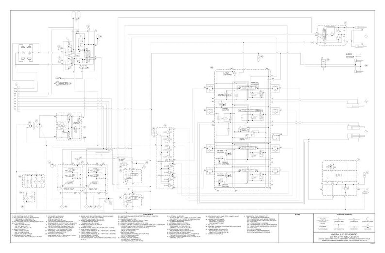 May include: A detailed engineering schematic diagram with numerous interconnected components, lines, and symbols. The diagram is in black and white, with text labels and a legend at the bottom. It appears to be a technical drawing.