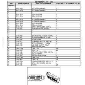 May include: Component diagram 12 of wire connectors for electrical systems. The diagram includes a table with pin numbers, wire numbers, circuit references, and electrical schematic frame numbers. The image also shows two connector diagrams.