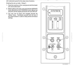 Pu&ograve; includere: Una pagina di manuale tecnico intitolata Instrument cluster SETUP menu, che presenta un disegno al tratto in bianco e nero di un pannello di controllo con pulsanti numerati, icone e uno schermo digitale, accompagnato da istruzioni per l'uso.