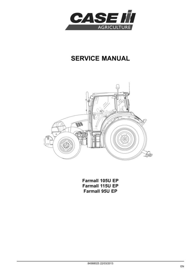 May include: A service manual for Case IH Farmall tractors. The image shows a line drawing of a tractor with large rear tires. The text includes "SERVICE MANUAL" and "Farmall 105U EP, 115U EP, 95U EP". The Case IH logo is at the top.