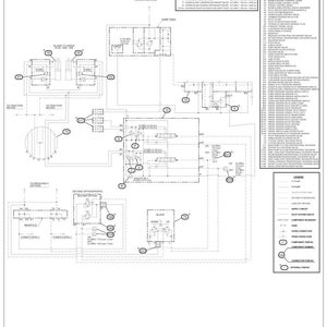 May include: A detailed hydraulic schematic for a CX245D (2PB) excavator. The diagram includes various components, labeled with item numbers and descriptions, and a legend. The schematic is in black and white.