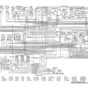 May include: A detailed black and white electrical schematic diagram, featuring numerous interconnected components, wires, and labels. The diagram includes text at the bottom indicating it is an electrical schematic for front chassis machines with a ZF transmission.