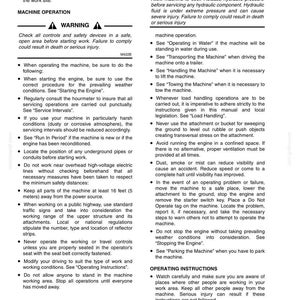 May include: A page from an operating instructions manual, with the title "Chapter 4 - Operating Instructions." The text includes safety warnings and procedures for machine operation, with bullet points and bold headings.