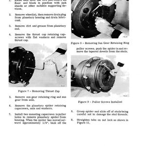 May include: A black and white technical diagram with the title "Disassembly Planetary End" and instructions for removing parts. The image includes close-up photos of mechanical components and tools.