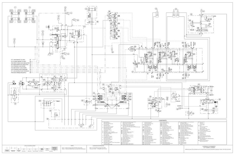 K&ouml;nnte beinhalten: Detailliertes technisches Diagramm in Schwarzwei&szlig; mit Linien, Symbolen und Text. Das Diagramm zeigt ein komplexes System mit verschiedenen Komponenten und Verbindungen. Enth&auml;lt eine Legende und eine Komponentenliste.