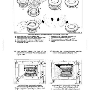 May include: Black and white technical diagram illustrating the assembly sequence of a forward/reverse synchronizer clutch pack. The diagram includes labeled parts and assembly steps, with detailed close-up views.