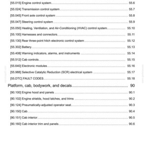 May include: A detailed technical document with a white background, listing various engine and vehicle system components. Sections include engine cooling, oil, intake, exhaust, control systems, and more. The document also includes a date at the bottom.