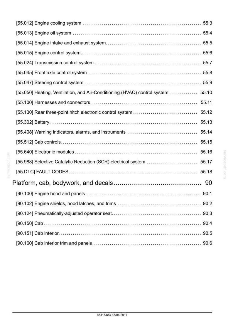 May include: A detailed technical document with a white background, listing various engine and vehicle system components. Sections include engine cooling, oil, intake, exhaust, control systems, and more. The document also includes a date at the bottom.