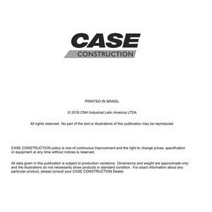 May include: A white document with the "CASE CONSTRUCTION" logo in black and gray. The document includes text about technical publications and tools, copyright information, and a disclaimer about product variations.