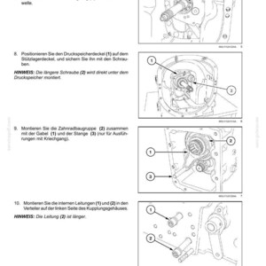 May include: A technical manual page titled Getriebe - Wendeschaltgetriebe, interne Komponenten, featuring four black and white line drawings with numbered callouts illustrating the assembly steps for transmission components and internal lines.