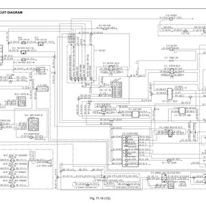May include: A technical black and white electric circuit diagram labeled 71.2 ELECTRIC CIRCUIT DIAGRAM and Fig. 71-14 (1/2). The document displays complex wiring paths, various electrical components, and connection points with alphanumeric labels.