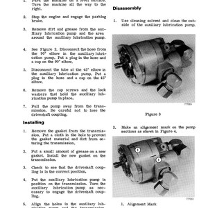 May include: A technical diagram with instructions for removing and installing an auxiliary lubrication pump. The image includes detailed steps, diagrams, and labels for mechanical procedures. The text is in black font on a white background.