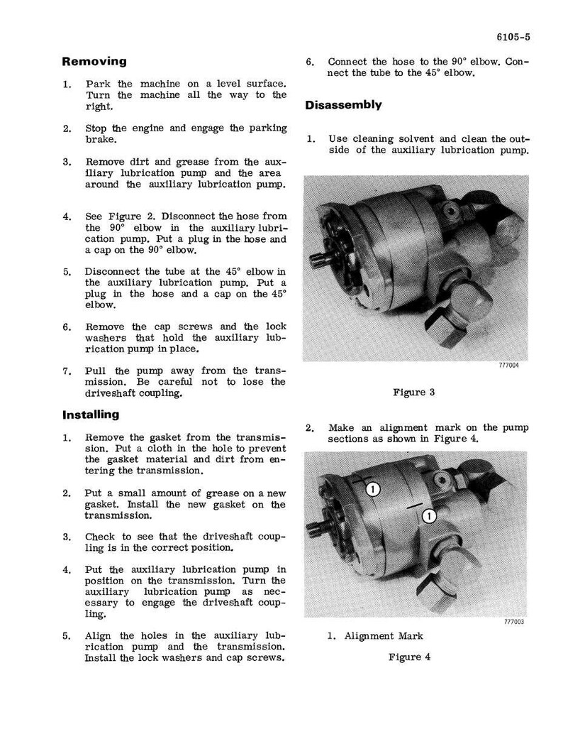 May include: A technical diagram with instructions for removing and installing an auxiliary lubrication pump. The image includes detailed steps, diagrams, and labels for mechanical procedures. The text is in black font on a white background.