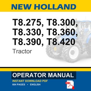 New Holland T8.275, T8.300, T8.330, T8.360, T8.390, T8.420 Tractor Operator Owners Operation Manual | Instant Pdf Download image 1