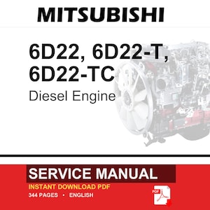 Mitsubishi 6d22, 6d22-T, 6D22-TC dieselmotorer, service och reparation, verkstadsmanual | Direkt PDF-nedladdning bild 1