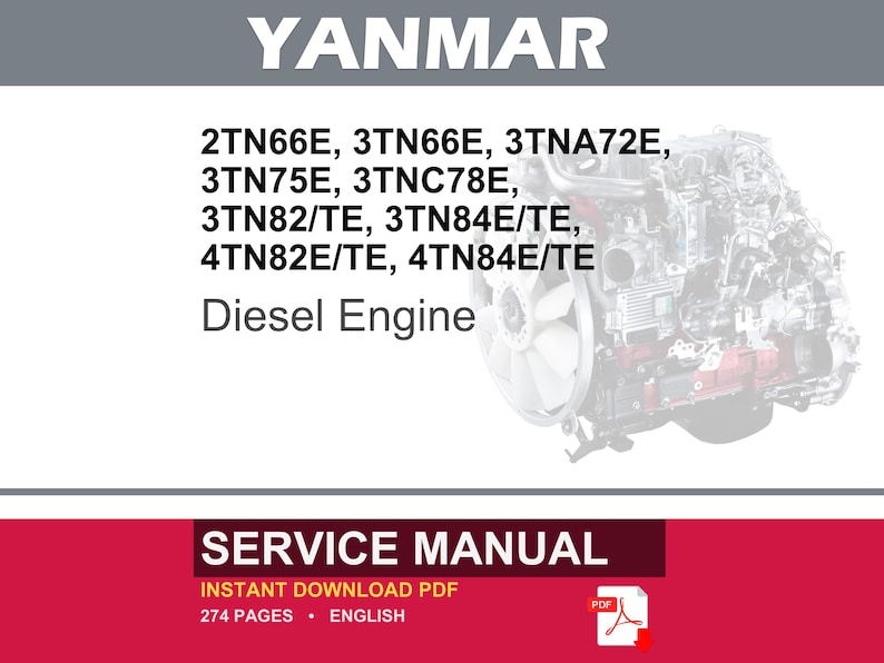 Yanmar 2tn66e, 3tn66e, 3tna72e, 3tn75e, 3tnc78e, 3tn82e, 3tn82te, 3tn84e, 3tn84te, 4tn82e, 4TN82TE, 4TN84E, 4TN8 Engine Service Manual image 1
