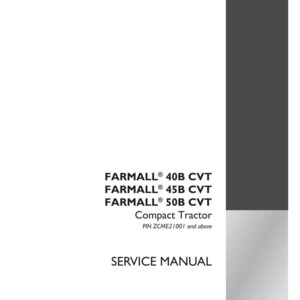 May include: A white service manual for FARMALL 40B, 45B, and 50B CVT Compact Tractors. The cover features black text, including the model names and "SERVICE MANUAL." The Case IH Agriculture logo is in the lower right corner.