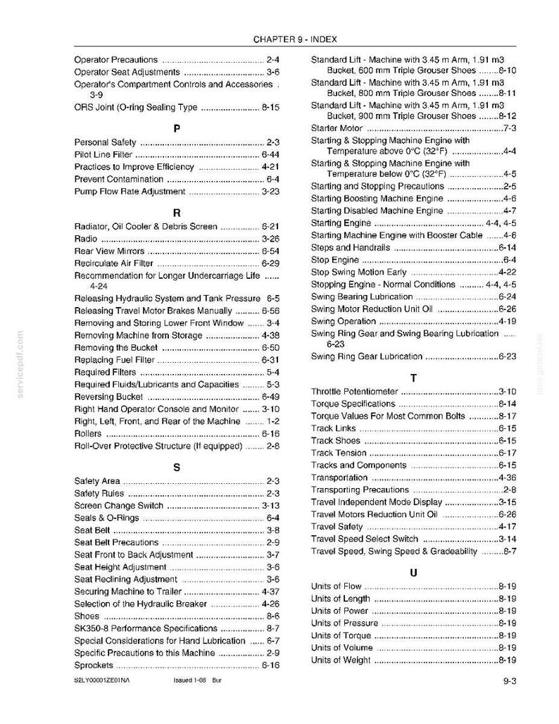 Kobelco SK850 Super Acera Tier 3 Crawler Excavator Operator Owners Operation Manual | Instant PDF Download image 9