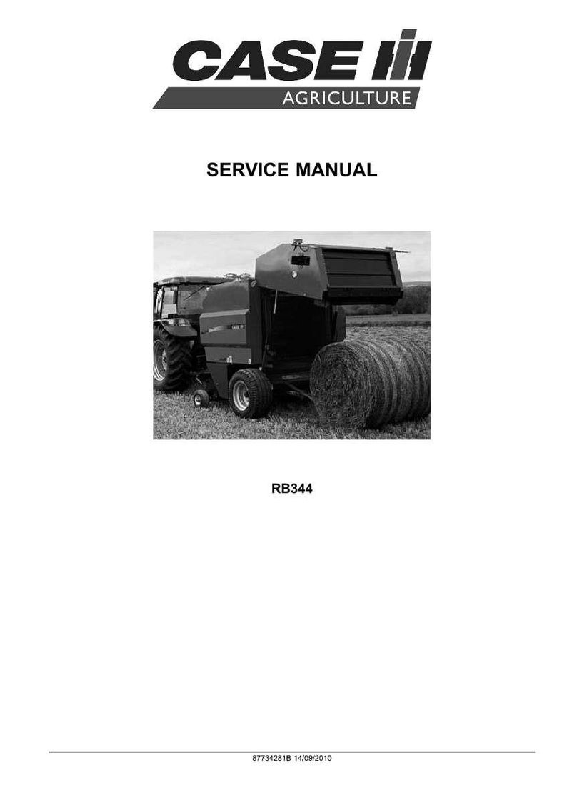 May include: Black and white image of a Case IH Agriculture service manual. The cover features the Case IH logo and the words "SERVICE MANUAL". The image in the center shows a tractor and baler with a large hay bale.
