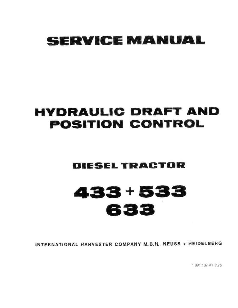Puede incluir: Una portada de manual de servicio blanca con texto negro. El t&iacute;tulo dice "SERVICE MANUAL" en la parte superior. Debajo, dice "HYDRAULIC DRAFT AND POSITION CONTROL" y "DIESEL TRACTOR". Tambi&eacute;n son visibles los n&uacute;meros "433 + 533 633".