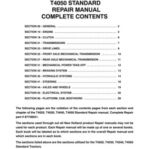 New Holland T4020, T4030, T4040, T4050 Standard Tractor Service Repair Workshop Manual | Instant Pdf Download image 3
