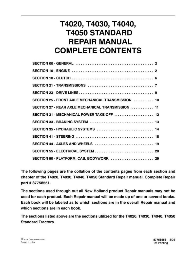 New Holland T4020, T4030, T4040, T4050 Standard Tractor Service Repair Workshop Manual | Instant Pdf Download image 3