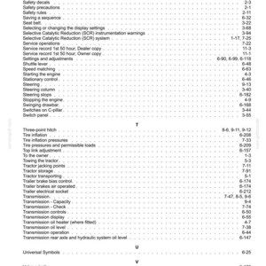 May include: A page from a technical manual index featuring alphabetical entries from Replaying a sequence to Wheel nuts torque. The text is printed in black on a white background, organized in two columns with dotted lines leading to page numbers.