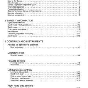 K&ouml;nnte beinhalten: Ein detailliertes Inhaltsverzeichnis aus einem Handbuch mit &Uuml;berschriften wie &bdquo;Allgemeine Informationen&ldquo;, &bdquo;Sicherheitsinformationen&ldquo; und &bdquo;Bedienelemente und Instrumente&ldquo;. Der Text ist schwarz auf wei&szlig;em Hintergrund, mit Seitenzahlen.