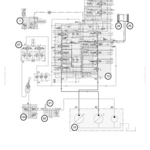 May include: Diagram of a boom-up 2-speed circuit, featuring various components labeled with numbers and letters. The schematic is in black and white, with dashed lines connecting the elements. Text includes "Boom-up 2-speed Circuit" and "Lep SC135SR8020-1EN."