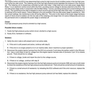 May include: Document detailing fault codes for electrical systems, specifically error code 3108, related to a fuel metering unit short circuit to ground. Includes context, cause, possible failures, and solutions for troubleshooting.