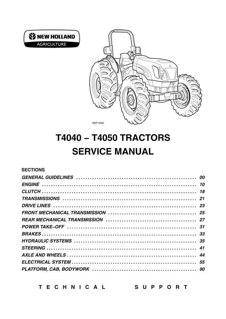 Manual de servicio y reparación para tractores New Holland T4040 y T4050 / Descarga instantánea en PDF imagen 3