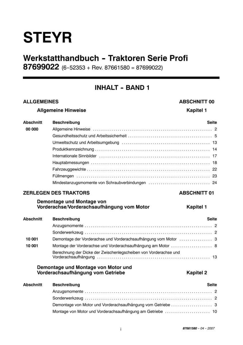 Steyr 4100, 4115, 6115, 6125, 6135 PROFI Tier 2 Traktor Wartungshandbuch Reparatur Werkstatthandbuch | PDF-Download image 4